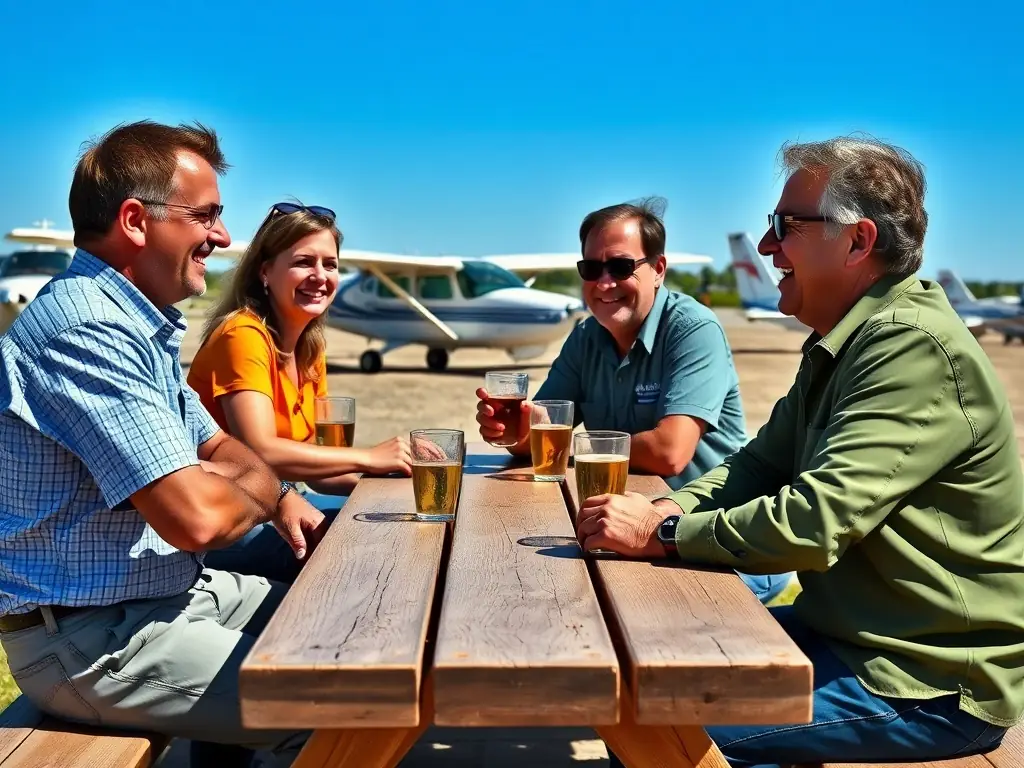 AERO CLUB DE SAINTES members gathered at a club social event, highlighting the strong sense of community and camaraderie.