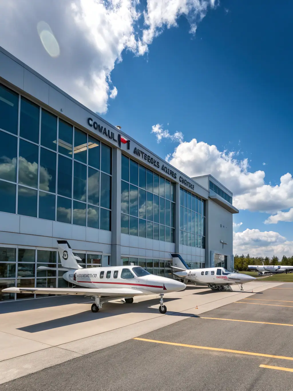 AERO CLUB DE SAINTES aircraft parked neatly on the airfield with the control tower in the background, symbolizing the professional and well-equipped environment.