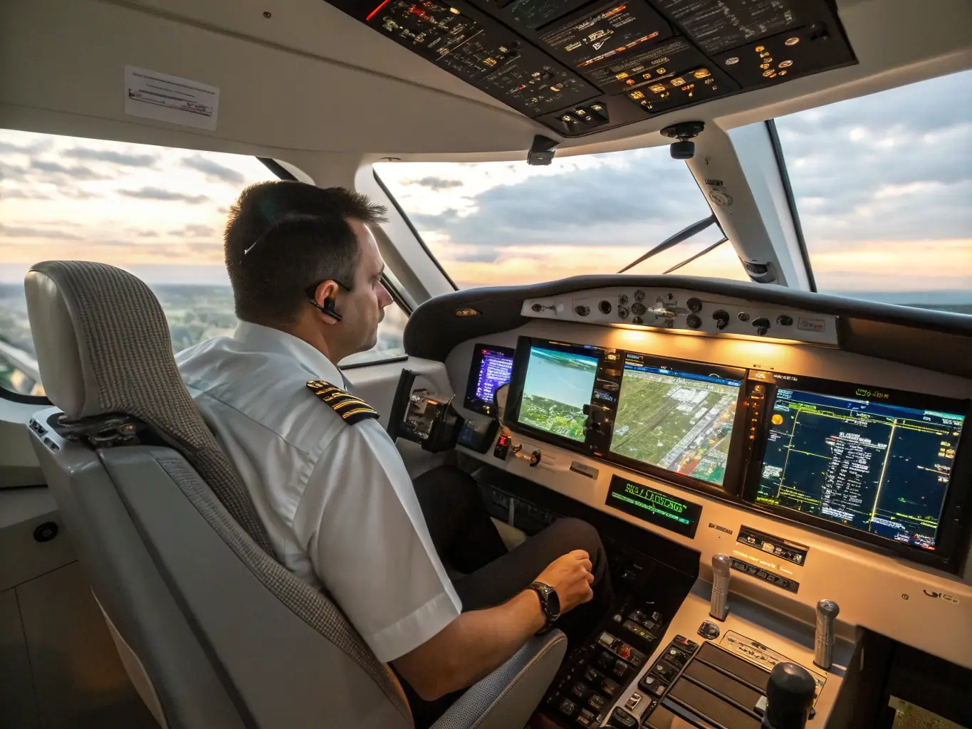 A student pilot in the cockpit of a small aircraft, receiving instruction from a certified flight instructor at the AERO CLUB DE SAINTES airfield, focusing on the practical aspects of flight training.